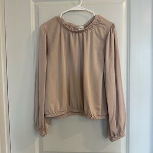 Cloth & Stone-Anthropologie Beige Long Sleeve Silky Blouse